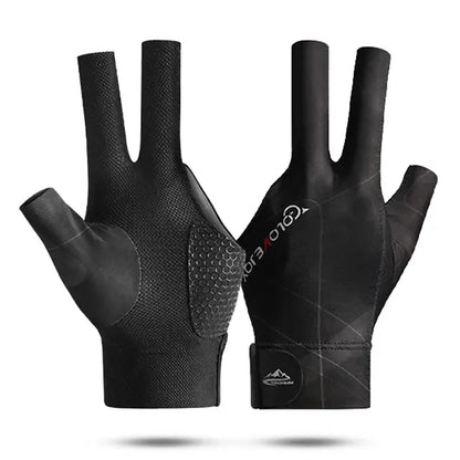 Open Finger Billiard Pool Gloves Adjustable Sticker Polyester Billiard Gloves Portable Lightweight Reusable Training Accessories